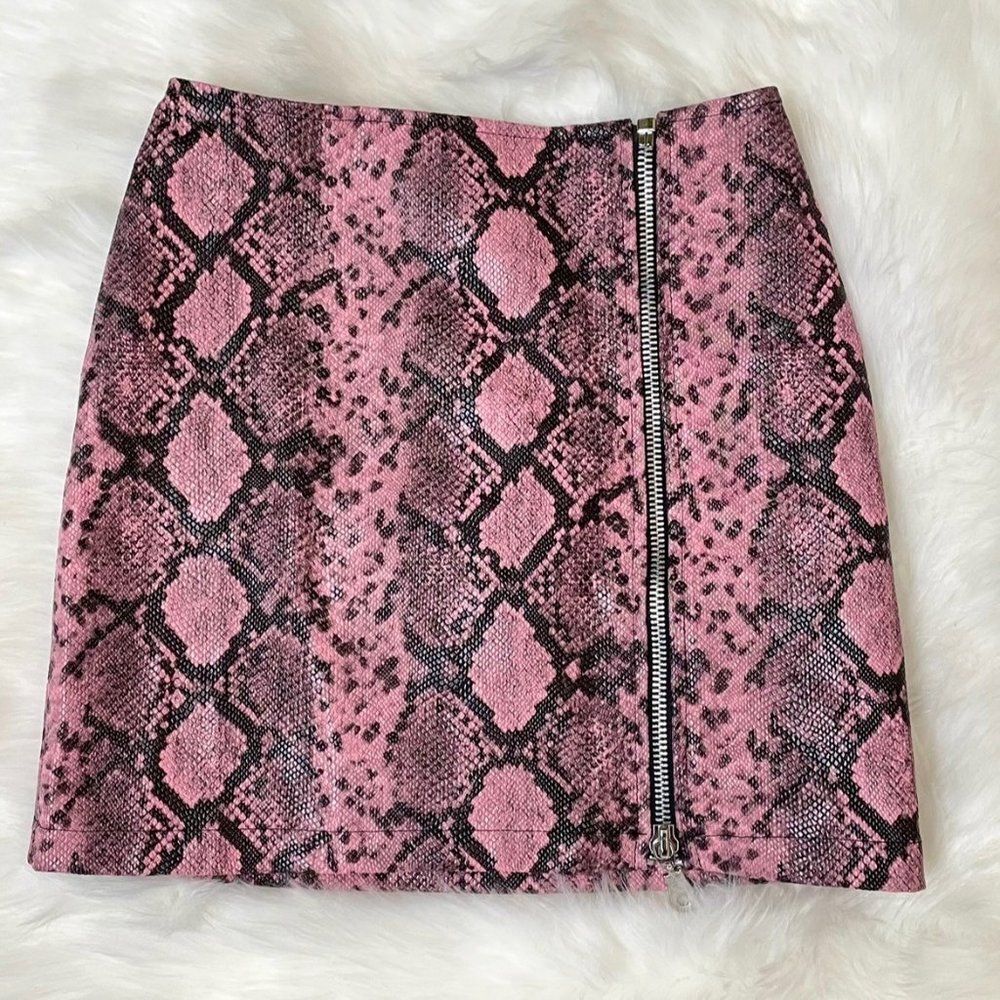 The Ragged Priest Pink Snake Print Skirt Size XS NWT Serpent Side Zipper